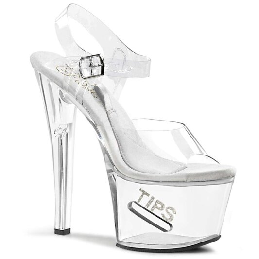 Pleaser Sandalette TIPJAR-708-5 Transparent Silber EU-35 / US-5