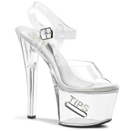 Pleaser Sandalette TIPJAR-708-5 Transparent Silber EU-35 / US-5