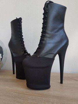 6" Black Leather Platform Stripper Heels Basic Pole Dance Fitness Class Shoes 