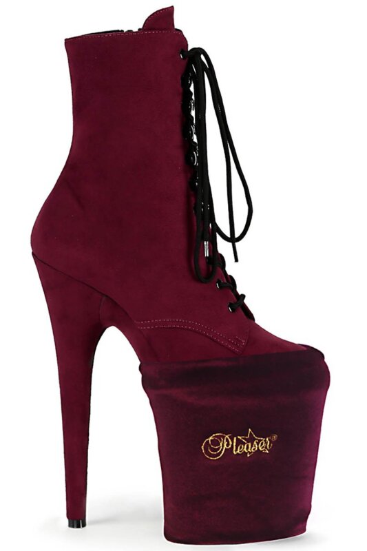 Pleaser High Heel Schutz Samt Burgundrot