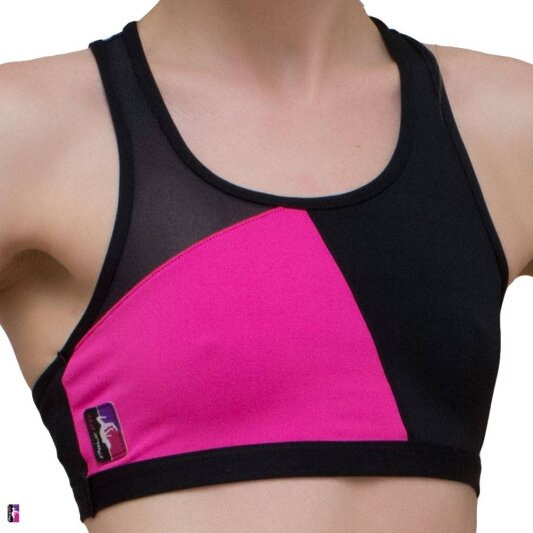 PoleFit Top GeoMesh Racer Back XS Schwarz / Hot Pink