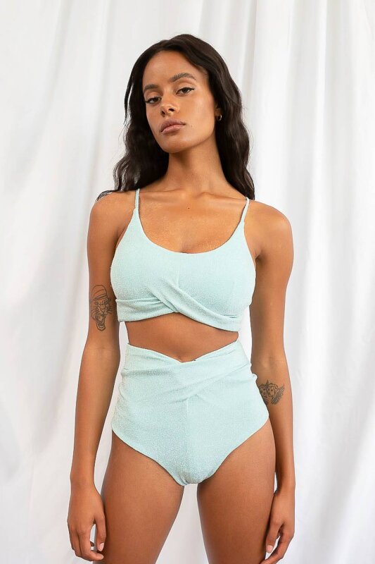 Lunalae Shorts High Waist Paris Crystal Blue XS