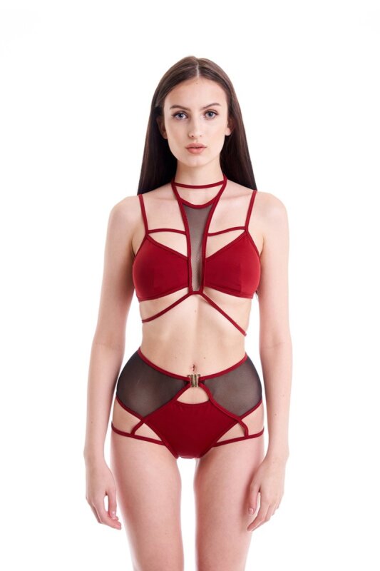 Hamade Activewear High Waist Garter Shorts Rot XS
