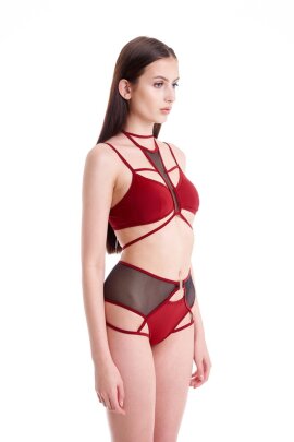 Hamade Activewear High Waist Garter Shorts Rot XS