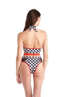 Hamade Activewear Strappy High Waist Shorts Checkered XS
