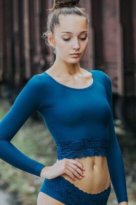 Dragonfly Crop Top Pavi Lace Petrol