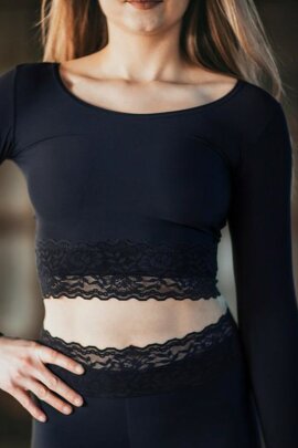 Dragonfly Crop Top Pavi Lace Schwarz L-XL