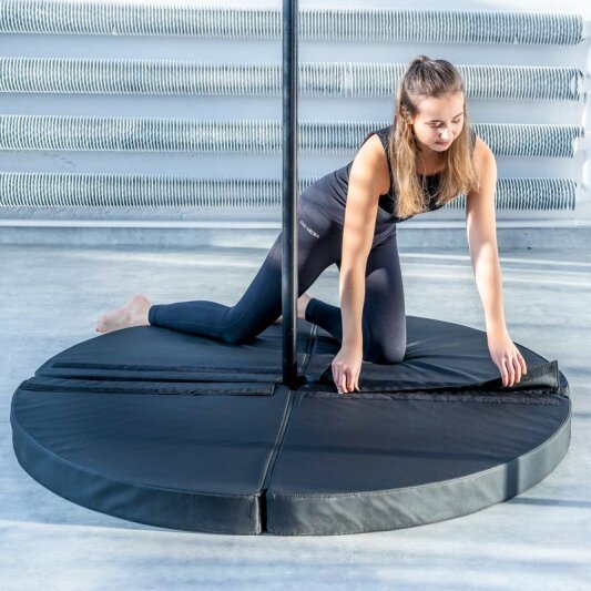 Tapis De Pole Dance TRUTZHOLM 120cm – Gris, Antidérapant, épais 5cm, Rond