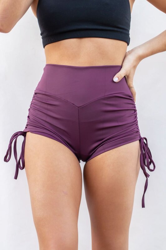 Lunalae Shorts High Waist Drawstring Maulbeere S