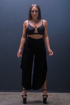 AMBR Designs Hook Crop Top Midnight Schwarz L