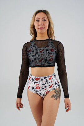 Juicee Peach Shorts High Waist Brazils Lipstick & Heels M