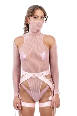 Naughty Thoughts XXX Rated See Through Bodysuit Pink