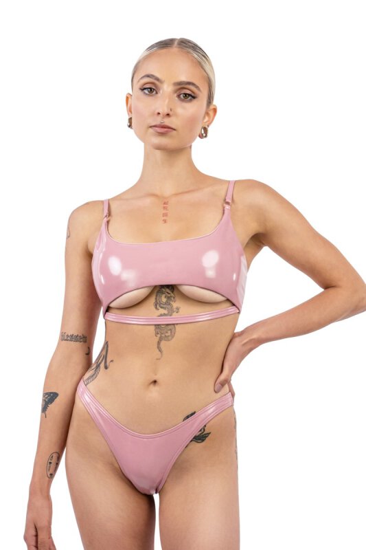 Naughty Thoughts Thong Sinner Vinyl Pink