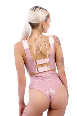 Naughty Thoughts Shorts Sinner Vinyl High Waist Shorts Rosa XS