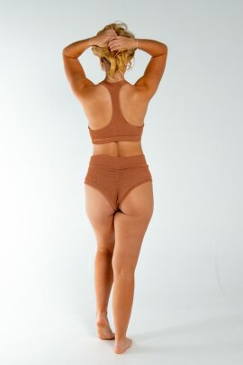 AMBR Designs Crop Halter Top Waffle Nude M