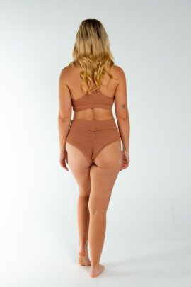 AMBR Designs Crop Halter Top Waffle Nude L