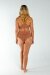 AMBR Designs Crop Halter Top Waffle Nude L