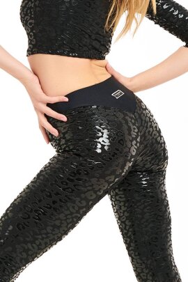 Paradise Chick Leggings Superhero Sticky V-String Leopard Schwarz M