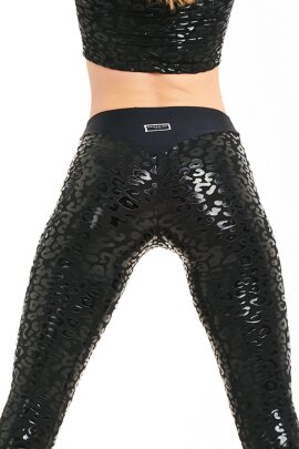 Paradise Chick Leggings Superhero Sticky V-String Leopard Schwarz XL