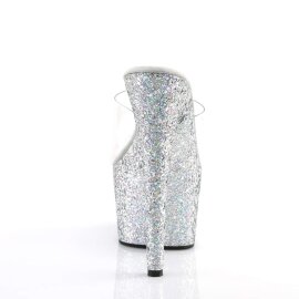 Pleaser Pantolette ADORE-701LG Transparent Silber Multi Glitter EU-40 / US-10 / UK-7