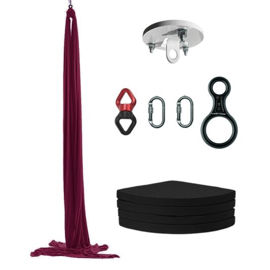Pole Sports Vertikaltuch inkl. Fallschutzmatte, Deckenhalterung, Figur 8 und Karabiner