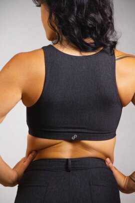 Off the Pole Crop Top Denim Schwarz
