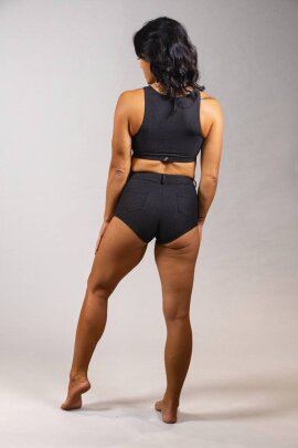 Off the Pole Crop Top Denim Schwarz