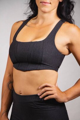 Off the Pole Crop Top Denim Schwarz S