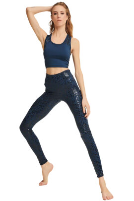 Paradise Chick Leggings Superhero Sticky High Waist Leopard Denim Blue