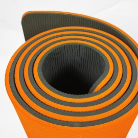 Sportmatte Flo-WorX extra-dick (183 cm x 61 cm x 10 mm) Deep Orange mit Ösen