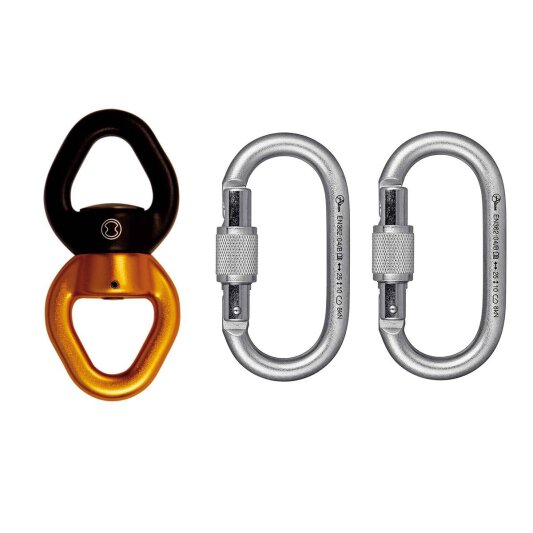 Suspension Set for Aerial Hoops 2x Carabiners Silver with Swivel