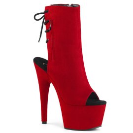 Pleaser ADORE-1018FS Plateau Ankle Boots Faux Suede Red