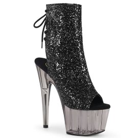 Pleaser ADORE-1018GT Plateau Ankle Boots Glitter Smoke Black
