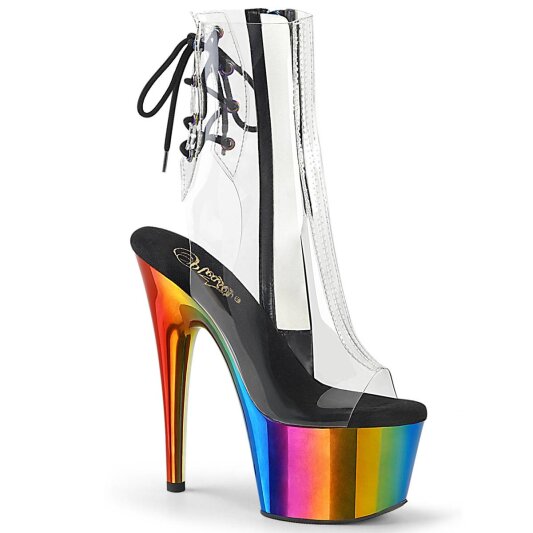 Pleaser ADORE-1018RC Plateau Stiefeletten Chrom Transparent Bunt