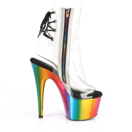 Pleaser ADORE-1018RC Plateau Stiefeletten Chrom Transparent Bunt