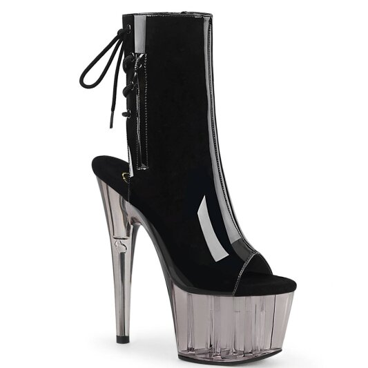 Pleaser ADORE-1018T Plateau Stiefeletten Lack Rauch Schwarz