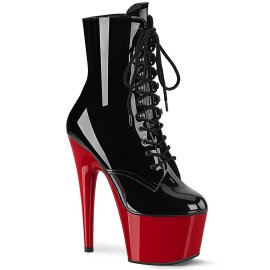 Pleaser ADORE-1020 Plateau Ankle Boots Patent Black Red