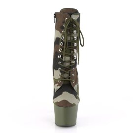Pleaser ADORE-1020CAMO Plateau Ankle Boots Camouflage Green
