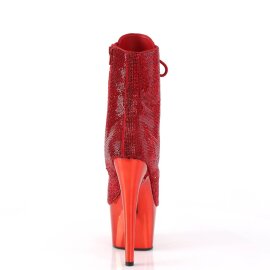 Pleaser ADORE-1020CHRS Plateau Stiefeletten Strass Chrom Rot