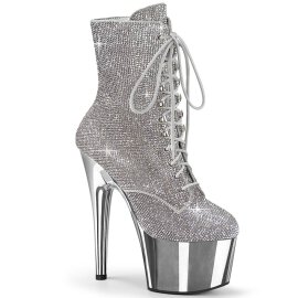 Pleaser ADORE-1020CHRS Plateau Ankle Boots Rhinestones...