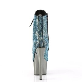 Pleaser ADORE-1020CHRS Plateau Stiefeletten Strass Chrom Türkis