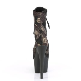 Pleaser ADORE-1020CM Plateau Ankle Boots Mesh Camouflage Black Brown