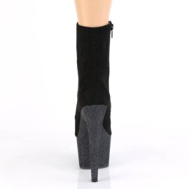 Pleaser ADORE-1020FSMG Plateau Stiefeletten künstliches Wildleder Glitter Schwarz