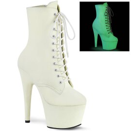 Pleaser ADORE-1020GD Plateau Ankle Boots Leather White