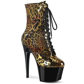 Pleaser ADORE-1020LP Plateau Ankle Boots Metallic Gold Brown