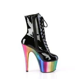 Pleaser ADORE-1020RC Plateau Stiefeletten Lack Chrom Schwarz Bunt