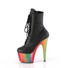 Pleaser ADORE-1020RC Plateau Stiefeletten Kunstleder Chrom Schwarz Bunt