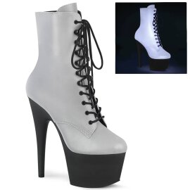 Pleaser ADORE-1020REFL Plateau Ankle Boots Reflection White