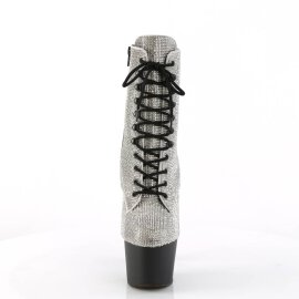 Pleaser ADORE-1020RS Plateau Ankle Boots Rhinestones Silver