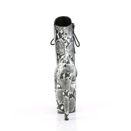 Pleaser ADORE-1020SPWR Plateau Stiefeletten Snake Schwarz Weiß
